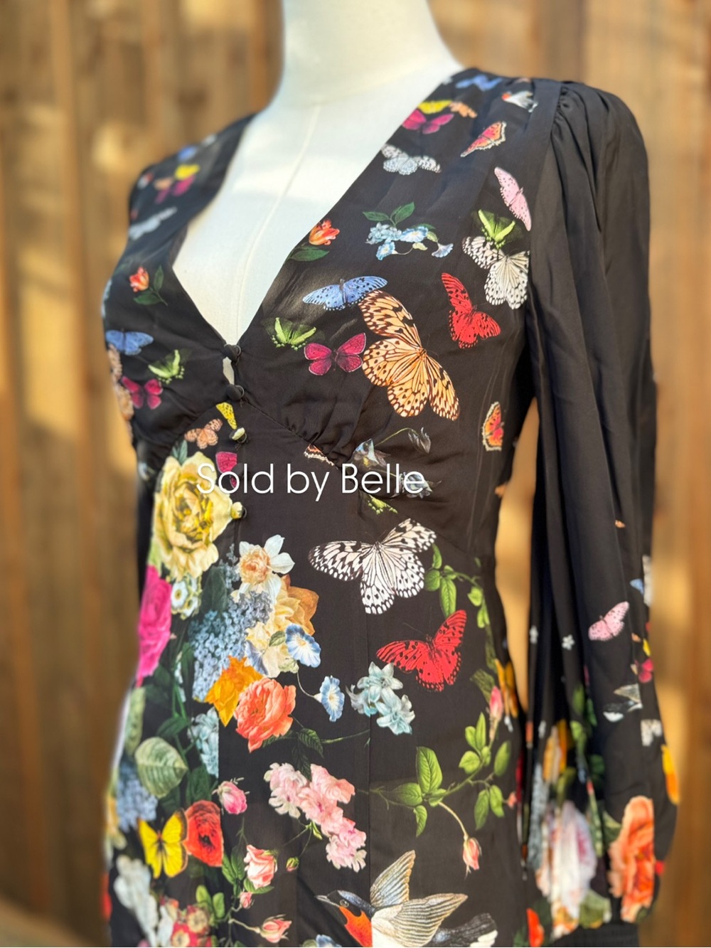 NWT Alice + Olivia Irene Empire Waist Dress Solar Strength Black Size 4